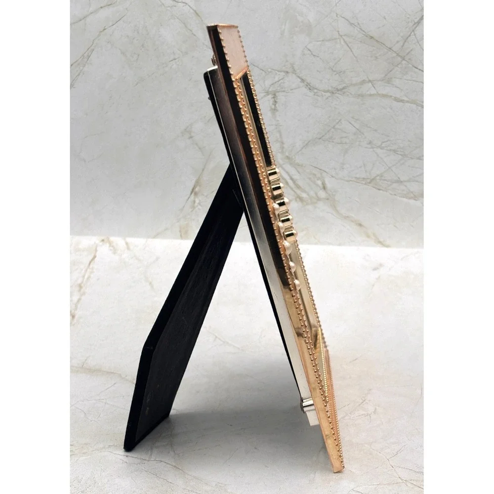 Enamel Embellished Metal Standing Picture Frame 4.5